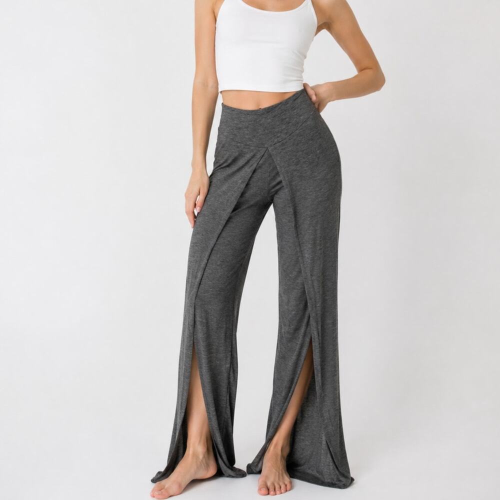 NWT Halara High Waist Split Wide Leg Pants Gray Size XS